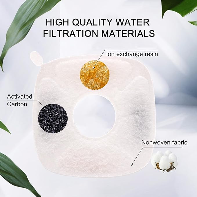 Pet Fountain Filters Replacement Compatible with 95Oz/2.8L Dog Water Fountain, Cat Water (12 Carbon filters+12 Sponge filters)