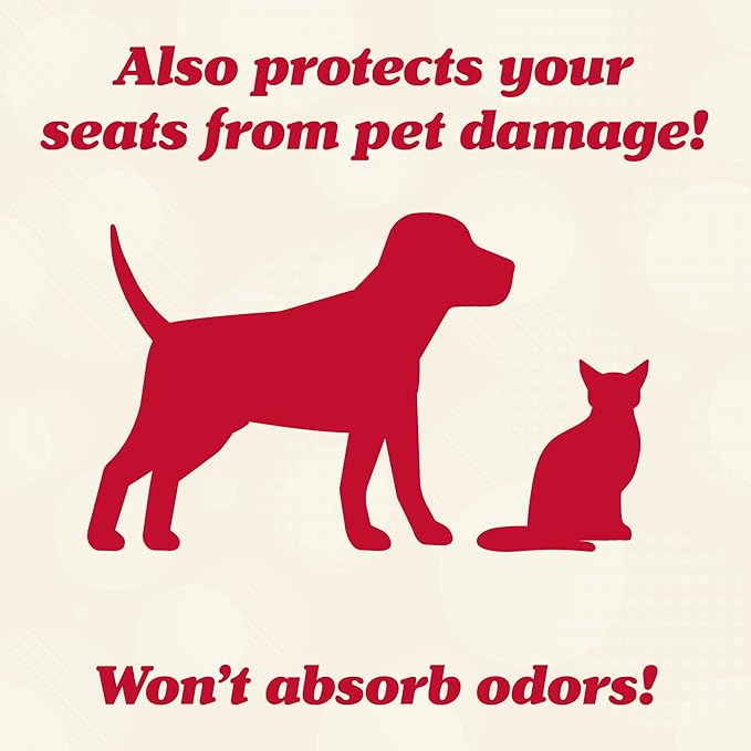 Lusso Gear Car Seat Protector - Waterproof Seat Covers for Infant & Cars - Non-Slip 8-Layer Protector - Rear Shield with Mesh Pockets - Black with Red Stitching, Universal Fit