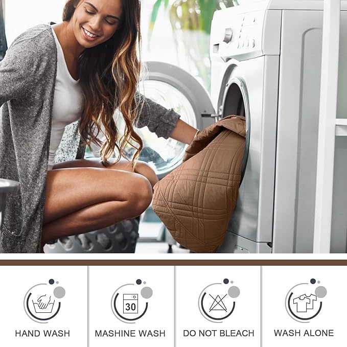 TAOCOCO Waterproof Recliner Chair Cover, Non Slip Oversized Recliner Covers for Recliner Chair with Pocket, Reclining Chair Cover Furniture Protector for Kids, Dogs(28'', Brown)