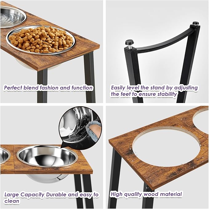 TIDANT Elevated Dog Bowls for X-Large Dogs with Spill Proof Mat 2 X-Large 3000ML(13CUPS) Stainless Steel Dog Bowls, 16.5" Tall Raised Dog Bowl Stand,Dog Food & Water Bowls for Large, Extra Large Dogs