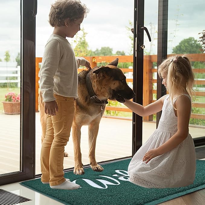 T.HENV Christmas Door Mat Outdoor, 30x17.5 Waterproof All-Season Front Door Mat Outside Entrance, All-Weather Quick Drying, Low Profile Doormat Indoor, Patio Porch Entryway Mats, Green-White