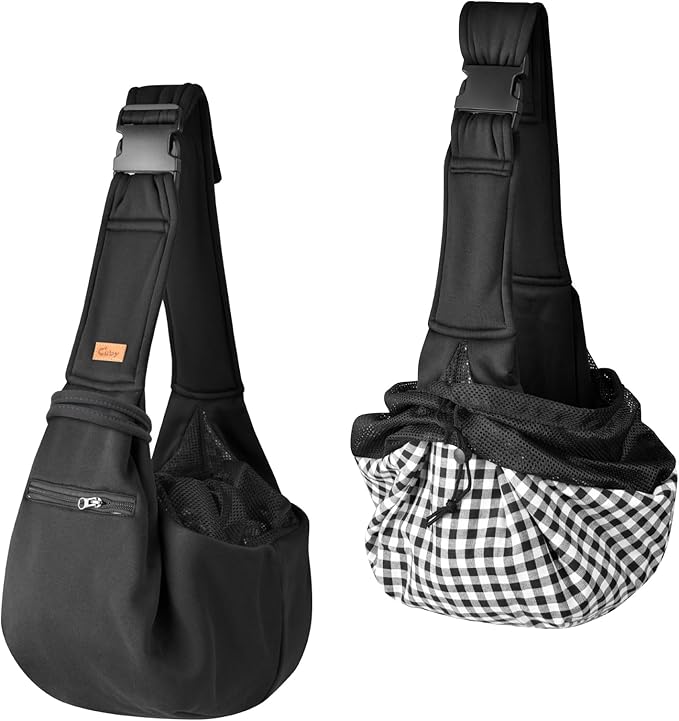 CUBY Dog and Cat Sling Carrier - Small Dog Carrier Sling with Adjust Strap & Zip Pocket, Hands Free Soft Dog Slings for Small Dogs Cats Puppy Pets Outdoor Travel Safety Purse Bag