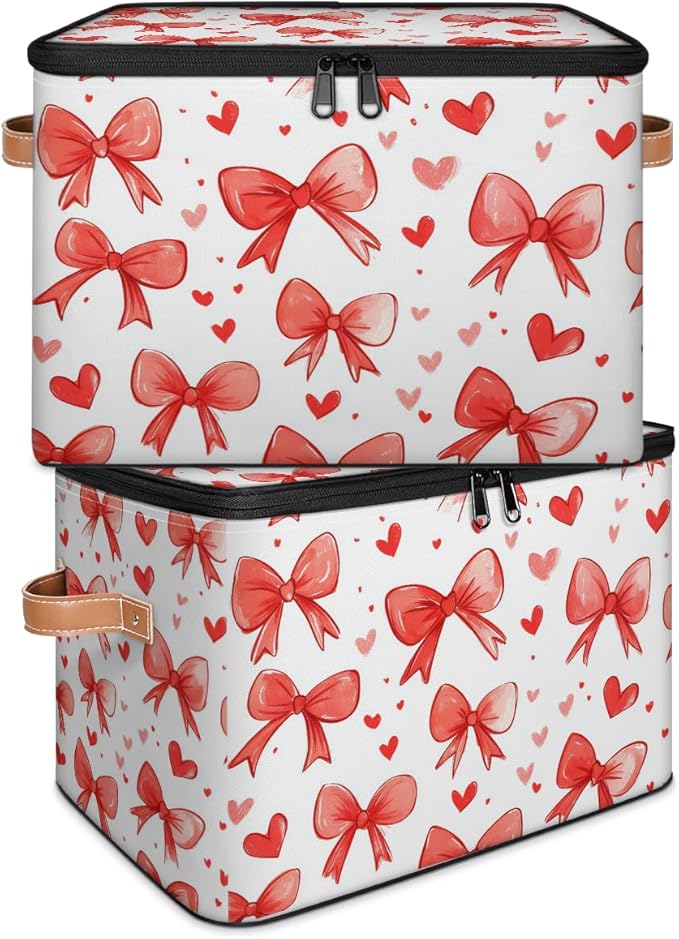 Cubes Storage Baskets,Ribbon Bow Empty Gift Basket,Foldable Storage Box Bin,Waterproof Open Shelf Basket Organizer for Clothes Toy Bedroom Nursery Home Decorative