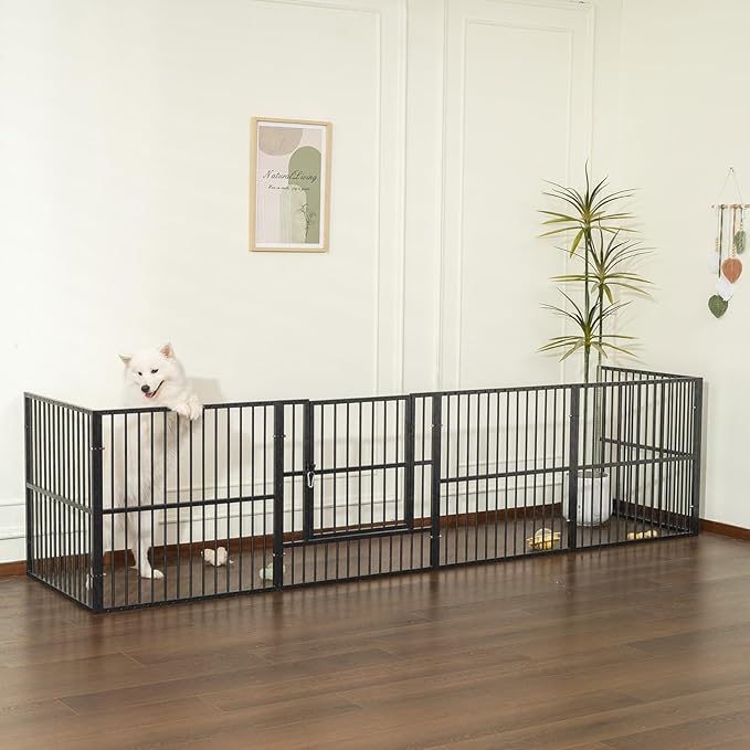 Dog Playpen - 32" Height Dog Pen, Heavy Duty Puppy Pen with Door, Safe & Sturdy, Easy Assemble for Indoor/Outdoor Pet Playpen (10 Panels with Door, Grey)