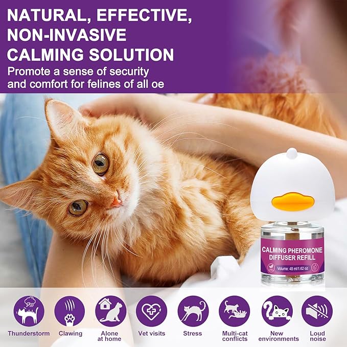 Cat Pheromones Calming Diffuser Relieve Anxiety Stress Cat Calming Diffuser Comfort for Cats 3 Refills, Reduce Fighting and Scratching Calm Relaxing Fits All Cats (3)