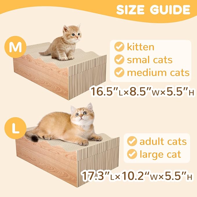 Cat Scratch Pad- 3 in 1 Corrugated Cardboard Cat Scratcher for Indoor Cats, Professional Cat Scratching Board for Adult Cats, Catify Cat Scratcher Pads with Catnip