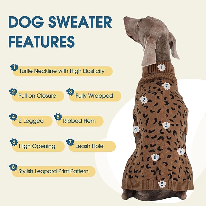 ROZKITCH Knitted Dog Sweater for Medium and Large Dogs, Thick Winter Coat, Turtleneck Design for Shepherds Boxers and Labs Khaki 2XL