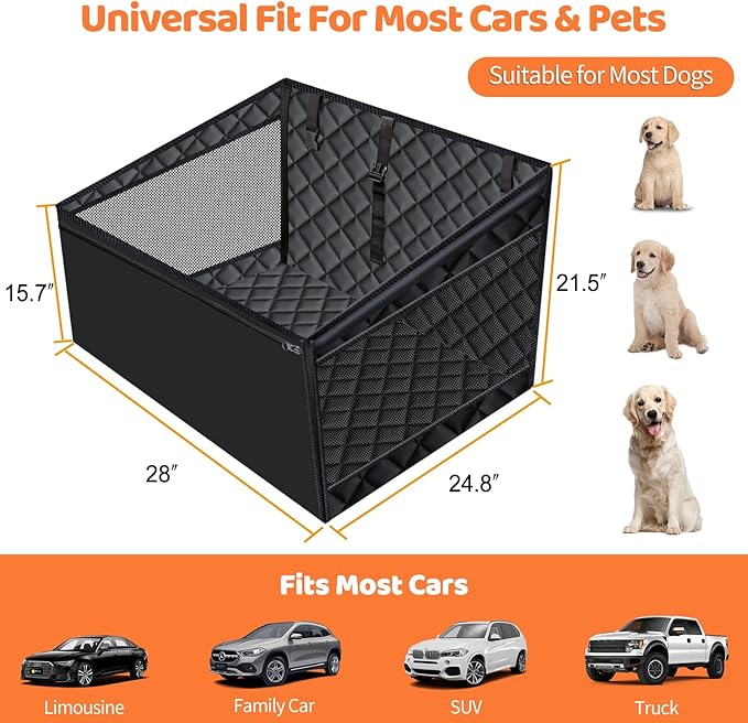 URPOWER Hard Bottom Dog Car Seat for Large Medium Dogs, Dog Back Seat Extender with 3-Sided Hard Boards, Waterproof Pet Backseat Cover Dogs Hammock for Cars, Trucks and SUVs, Holds up to 200 lbs