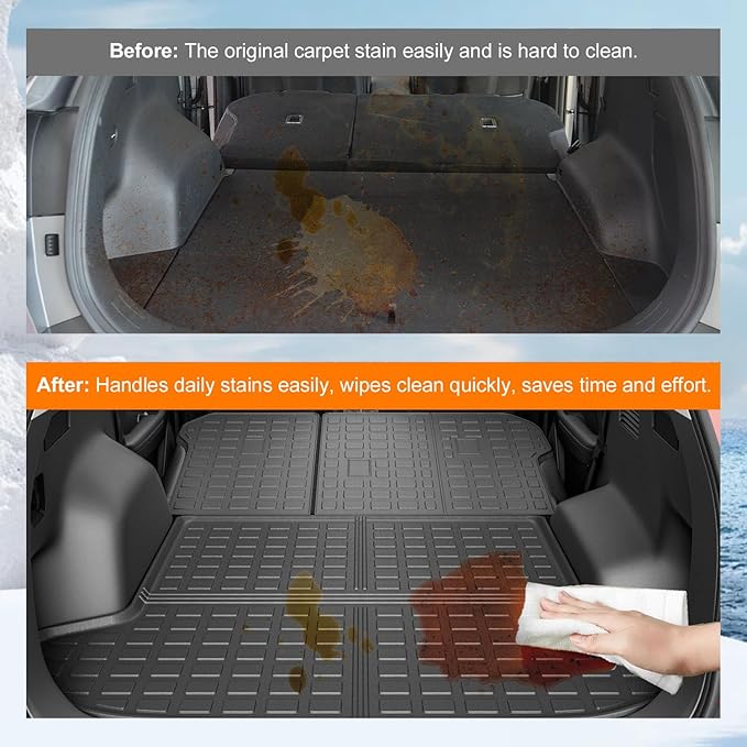 powoq Fuel&Hybrid Cargo Mat Compatible with 2023-2026 Kia Sportage Cargo Liner Trunk Mat TPE Backrest Liner Replacement for 2023-2025 2026 Kia Sportage Accessories (Trunk Mat with Backrest Mats)