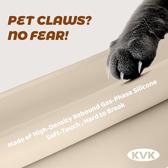 Dog Food Mat, 39.4×29.5in Extra Large Silicone Pet Feeding Mat - Waterproof, Non - Slip, Chew - Resistant for Food & Water, Protect Floors (Cream)