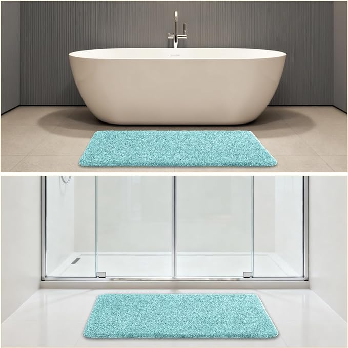 Aqua Haze Bathroom Rugs 24"x48" – Long Plush Non-Slip Bath Mat, Absorbent & Washable Microfiber Runner Rug – Perfect for Tub, Sink, or Washroom