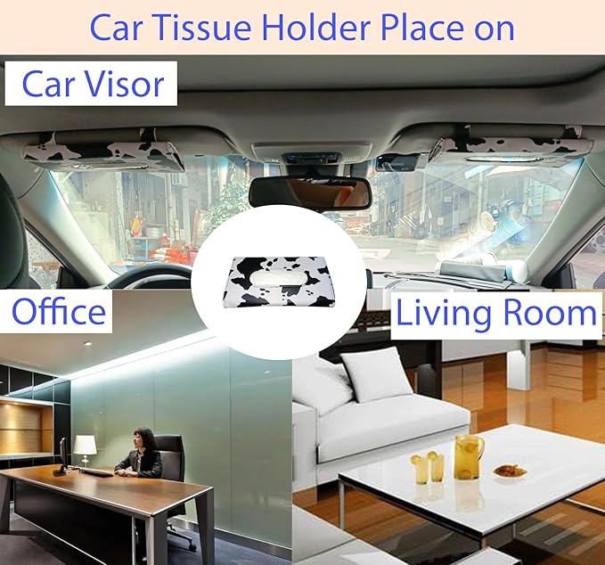 Car Tissue Holder with Facial Tissues Bulk - Visor Tissue Holder with 7 Packs of Car Tissue Refills, Travel Tissue Refillable for Napkin Holder, Napkin Fit All Cars Tissue Dispenser