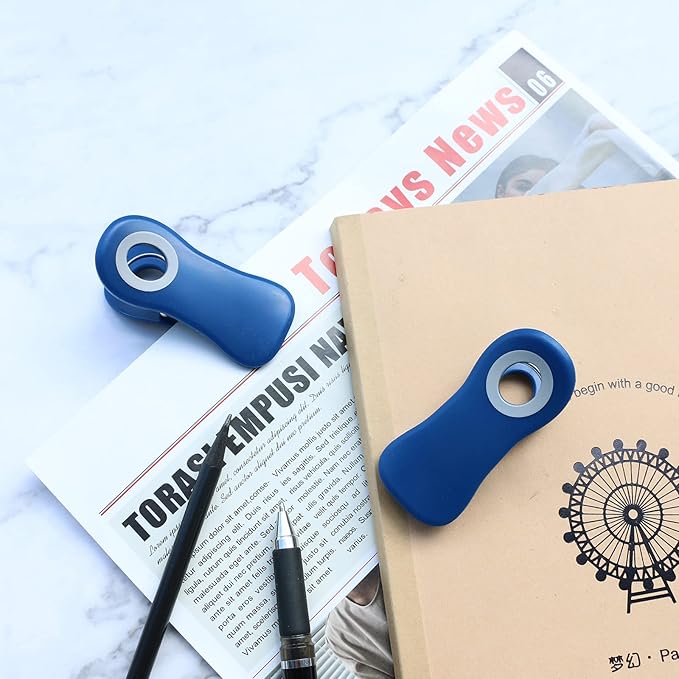 All Purpose Magnetic Clips - Chip Clips, Bag Clips, Food Clips, Blue Color Refrigerator Magnets Clips for Bread Bags, Snack Bags and Food Bags(Pack of 10, Blue)