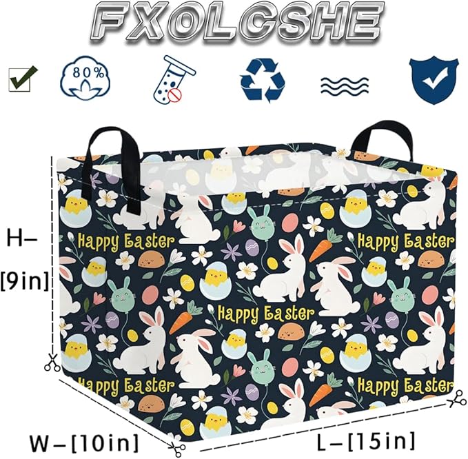 FXOCSHE Rectangular Black Easter basket,Easter basket empty,Kids Storage Baskets for kids Bedroom,Gift Organizerm,Kids Storage Bin,Easters gift baskets,Kids home Decor(Black Easter)