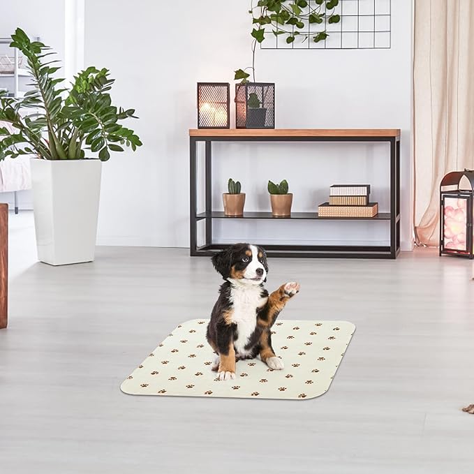 PUPTECK Washable Pee Pads for Dogs - Waterproof Reusable Puppy Potty Training Pads Whelping Mat - Fast Absorption Non-Slip Pet Food Feeding Mat (Beige, 34x36 Inch (Pack of 2))