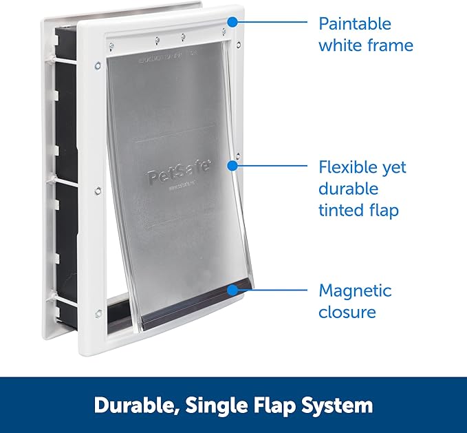 PetSafe Plastic Pet Door - Easy Install for Wood, PVC Metal & Paneled Doors - Rust-Free Plastic Frame - Flap Dimensions 13 3/4" W x 23 3/4" H - for Extra Large Dogs Weighing Up to 220 lb