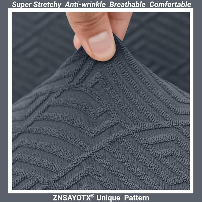 ZNSAYOTX Stretch Fit Futon Cover (67"-82") Armless Futon Sofa Bed Slipcover with Elastic Band, Universal Foldable Sofa Mattress Protector Full Queen Size, Washable Comfort Jacquard (Dark Grey)