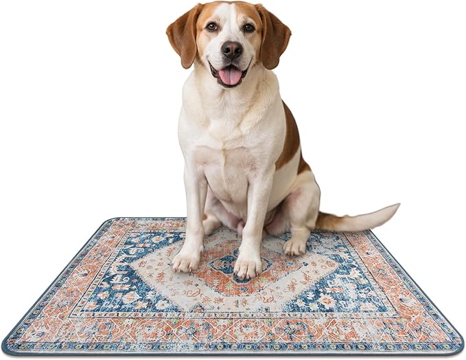 Lahome Reusable Washable Puppy Pads - 2 Pack Super Absorbent & Waterproof Dog Training Mats for Potty, Crate and Floor - Leakproof Pee Pads with Non-Slip Backing (Beige Blue, 36"x48")
