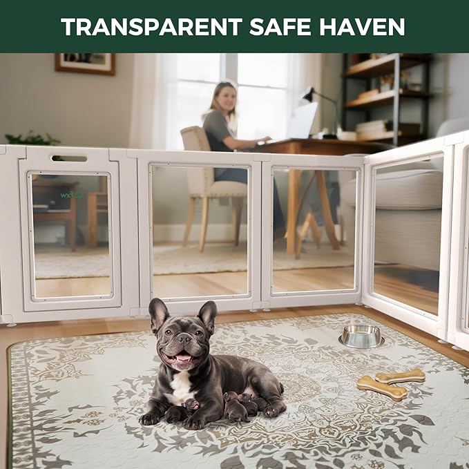 FXW AuraSpace Acrylic Indoor Dog Playpen for Small and Medium Dogs, 30 Inch, 10 Panels, White