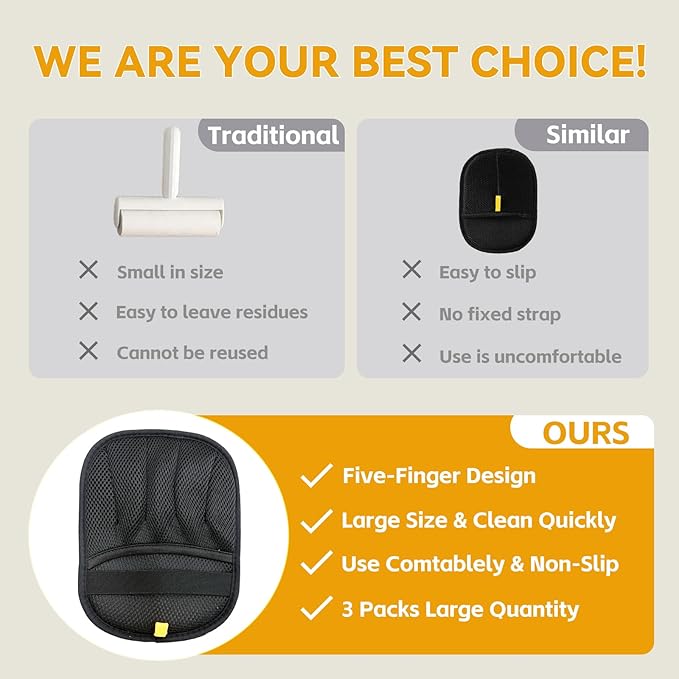 2 Packs Pet Hair Removal Glove,Pet Hair Remover for Cat & Dog,New Upgraded Electrostatic Gloves Pet Hair,Reusable Electro Static Pet Hair Remover Electrostatic Gloves for Furniture,Couch