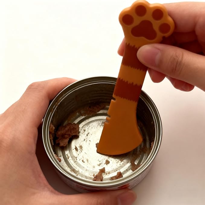 Cat Spoons for Wet Food Pet Can Lid Cover, Silicone Multi-Function Cute Paw Shape Opener Spatula Cat Food Spoon Cat Food Can Lid (Mixing colors)