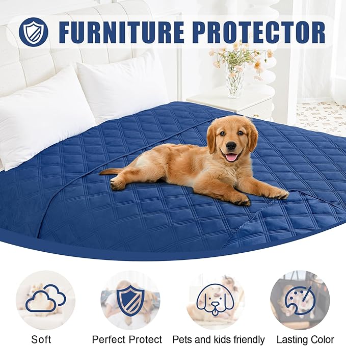 Smiry Waterproof Dog Bed Cover Blanket 30x53, Soft Reversible Pet Blanket, Washable Leakproof Cats Dogs Couch Cover for Sofa, Couch, Furniture, Lattice, Navy/Navy