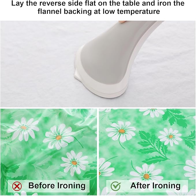 misaya Rectangle Vinyl Tablecloth, Fitted Table Cover, 100% Waterproof, Elastic Edge, Flannel Backing, Plastic Table Cloth Fit 4 Foot Folding Tables for Picnic, Outdoor (Green Daisy, 24x48 inch)