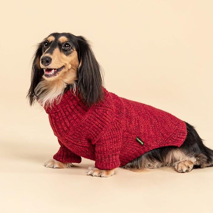 Fitwarm Knitted Turtleneck Dog Sweater, Thermal Dog Winter Clothes for Small Dogs Boy Girl, Holiday Pet Outfit, Heather Dark Red, Small