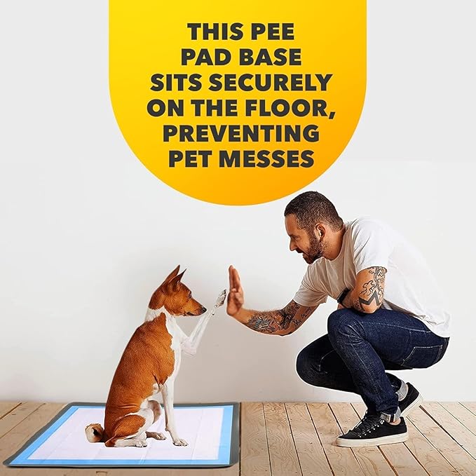 TidyFriend Dog Pee Pad Holder Tray - Fits Up to 24” x 24” Pee Pad Holder for Dogs - Stable Grip, Raised Edges, Quick-Wipe Silicone Surface Dog Pad Holder for Indoor Flooring Protection (Dark Grey)