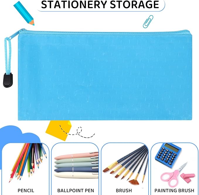 60pcs Pencil Pouch Bulk,Zipper Pouches,Waterproof Pencil Bags, Small Organizing Bags in 12 Colors for Classroom,Office Supplies Storage and Travel Accessories