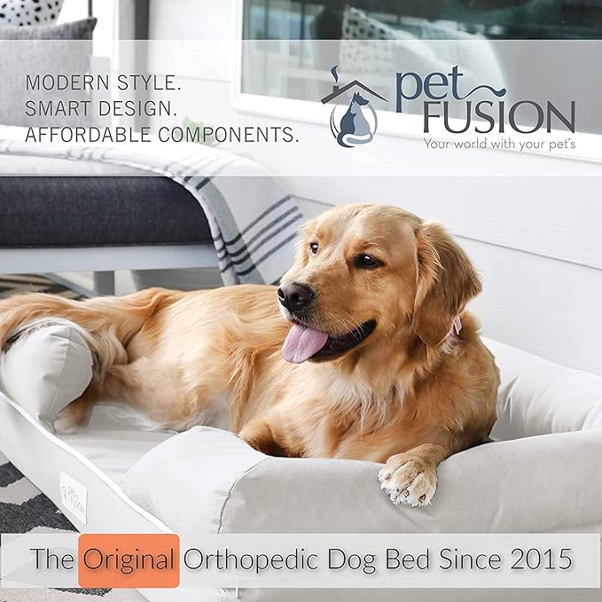PetFusion Ultimate Dog Bed, Orthopedic Memory Foam, Multiple Sizes and Colors, Medium Firmness Pillow, Waterproof Liner, YKK Zippers, Breathable 35% Cotton Cover