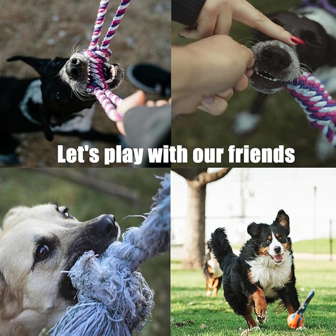 Dog Rope Toys for Small Dogs, Double Knot Ropes Puppy Chew Toys, Cotton Pet Toys for Natural Floss,Multicolored(3PCS)