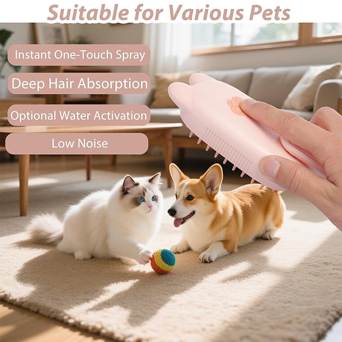 4 in 1 Cat Steam Brush for Shedding,Rechargeable Steam Brush for Cats and Dogs,Anti-Static, Massage, Cleaning, Shedding & Combing All In One for Grooming Multi-functional Pet Brushes