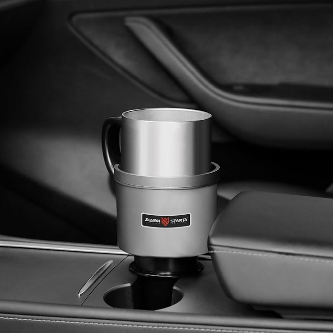 Upgraded Car Cup Holder Expander Adapter with Offset Adjustable Base, Compatible with Yeti 14/24/36/46oz Ramblers, Hydro Flasks 32/40oz, Other Large Bottles Mugs in 3.4inches-4.0inches, Silver 1 Pack