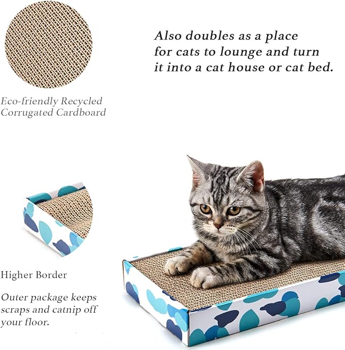 PEEKAB Cat Scratcher Cardboard Reversible Cat cat Scratch Pad Kitty Corrugated Scratching Bed Catnip Included (1 Pack)