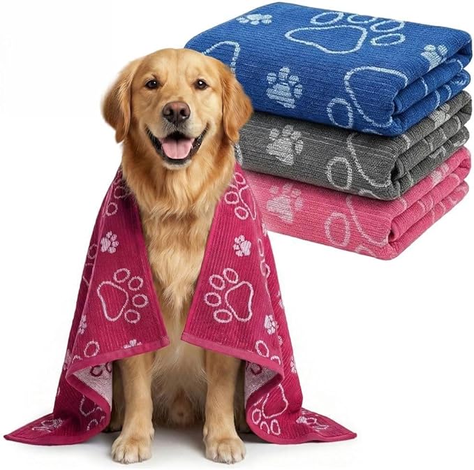 Delilah Home Drytek Dog Towel - Quick-Dry Pet Towel for Large Dogs, Ultra Absorbent & Odor-Resistant - Lightweight Sand-Resistant for Outdoor Bath, Grooming Supplies, Beach & Travel - 30x54 in - Pink