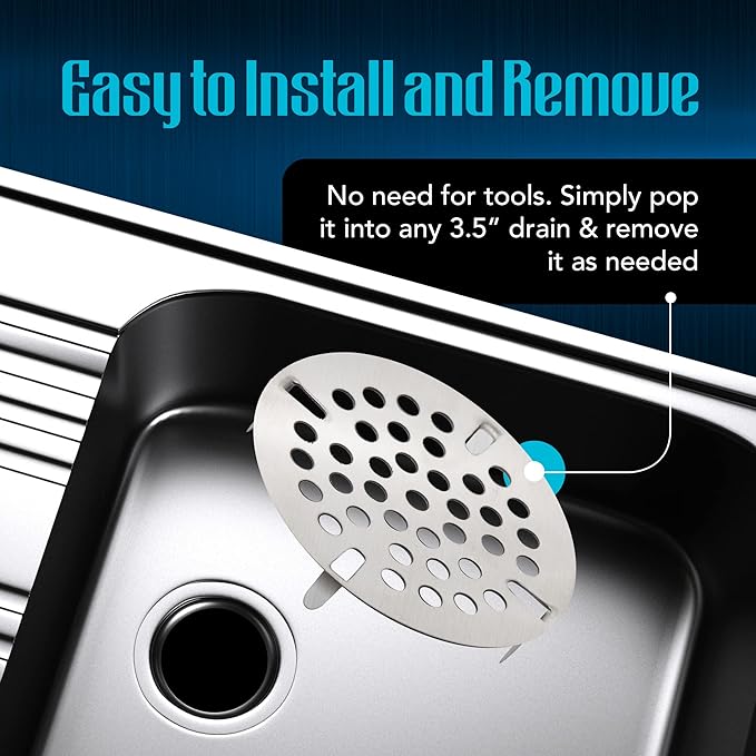 3.5-inch Commercial Sink Strainer on 3 Tier Sink Twist Waste Drain, Durable Flat Kitchen Strainer with Tabs, (not Meant for Residential use)