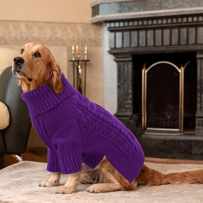 ASENKU Knitted Dog Sweater, Pullover Big Thermal Dog Winter Sweater, Turtleneck Doggy Sweaters for Large Medium Dogs Boy Girl,Warm Pet Sweatshirt for German Shepherd,Great Dane,4XL