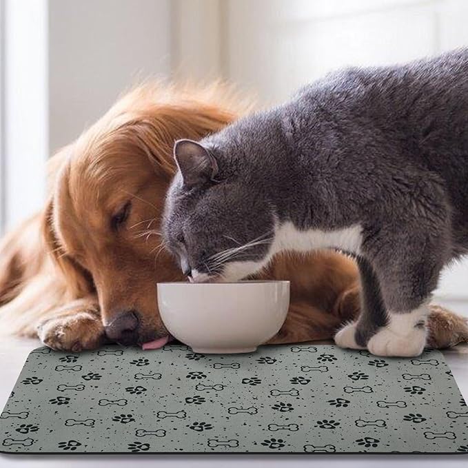 Dog Food Mats,Cat Absorbent Water Bowl Feeding Mats Pet Placemats for Food and Water Spot 12 * 20 inch