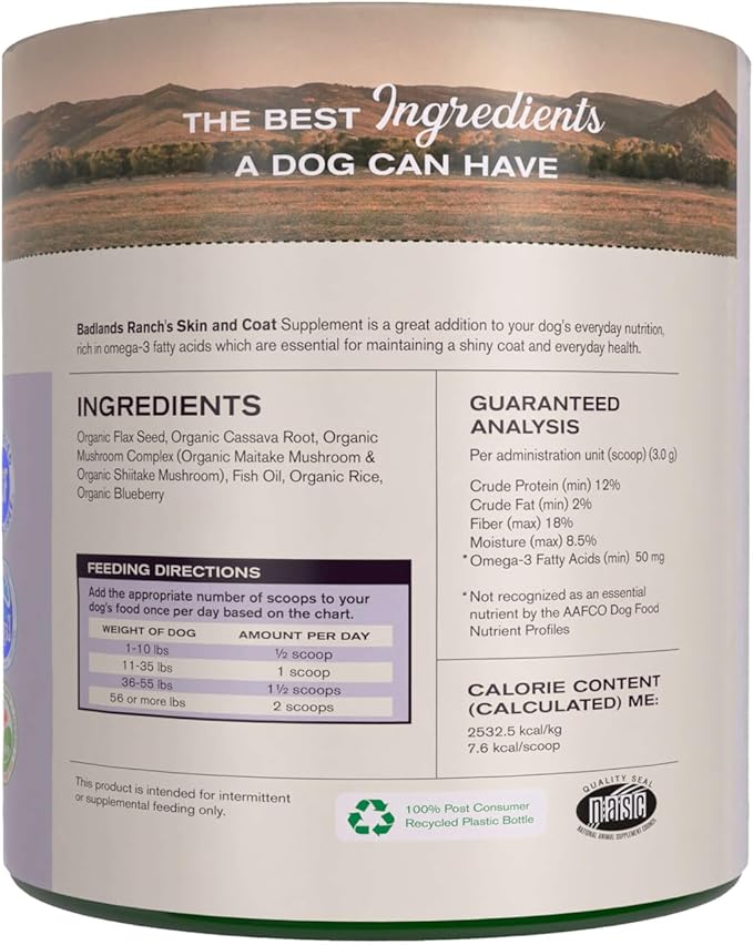 Skin & Coat Canine Supplement w/Omega-3 Fatty Acids, Org. Ingredients, Antioxidant Topper, Nourish Coat &Paws, Joint, Support Shiny Coat & Healthy Skin by Katherine Heigl (30 Scoops)