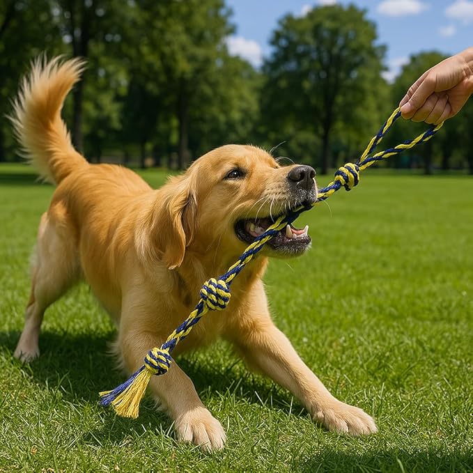 Dog Rope Toys for Medium and Large Dogs | Strong Cotton Pet Rope Set for Chewing, Teething Comfort, Tug Play and Daily Interactive Use | (3 pcs Dog Toys Combo)