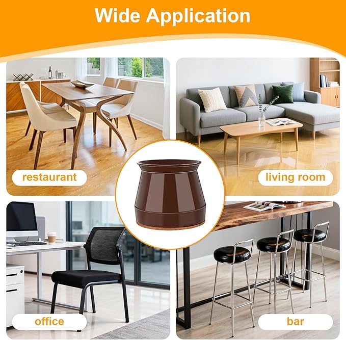 24 pcs Brown Chair Leg Floor Protectors, Furniture Felt Pads Silicone Covers caps for Chairs,Chair Leg Protectors for Hardwood Floors (Small fit:0.9''-1.29'')