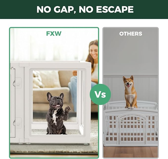 FXW AuraSpace Acrylic Indoor Dog Playpen for Small and Medium Dogs, 30 Inch, 6 Panels, White