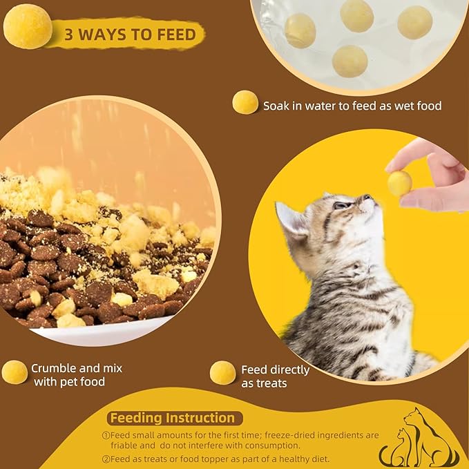 Freeze Dried Cat and Dog Treats Quail Egg Yolk, Healthy Tasty Snacks for Cats Dogs Training, Natural Freeze-Dried Limited Ingredient,Wholesome and Delicious Snacks for Pets (M, Egg)