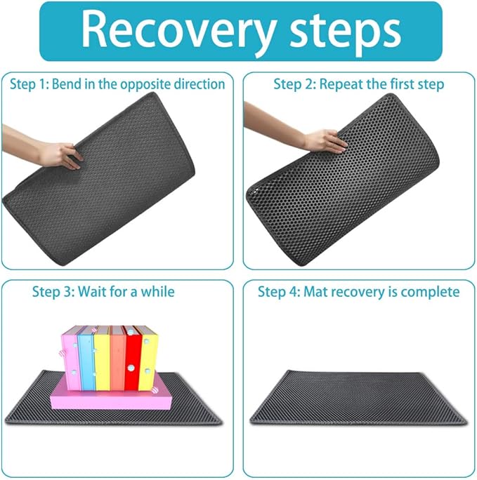 Small Cat Litter Box Mat: Easy Clean Kitty Litter Trapping Mat for Floor, Plastic Cat Box Pad (15 * 24in, grey, 1p)