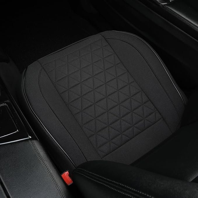 West Llama Linen Front Car Seat Cover Protector Anti-Slip Bottom Seat Cover Fits 95% of Vehicles,Wrapping Around The Bottom,Triangular Pattern(Black-1Pcs)