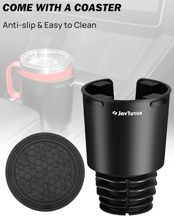 JOYTUTUS 2 Pack Car Cup Holder Expander with Offset Base, Fit for YETI, Hydro Flask, Cup Holder Expander for Car Hold 18-40 oz Bottles and Mugs, Other Bottles in 3.4"-3.8"