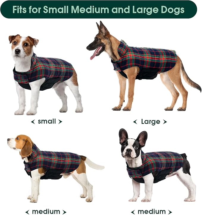 Kuoser Warm Dog Coat, Waterproof Dog Jacket for Extra Large Dogs, Adjustable Durable XXL Doggie Winter Coat Reversible Puppy Cold Weather Apparel from Small to Large Breed, RoyalBlue XXL