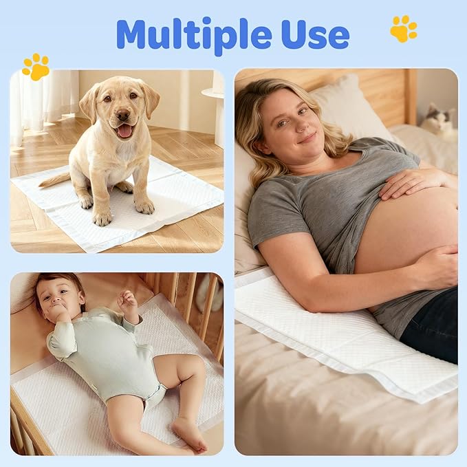 Puppy Pads 400 Count Bulk Pack - Dog Pee Pads with Adhesive Sticky Strips, Super Absorbent Leak-Proof Potty Training Pads for Puppies and Dogs, 22" x 22" White