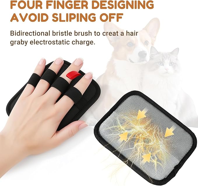 Pet Hair Removal Glove-Cats Dogs Grooming Gloves Reusable Pet Hair Remover Tool for Clothing,Couch, Furniture, Car Seat,Carpet, Upgrade Efficient Cat Hair Remover Gloves-3 PCS